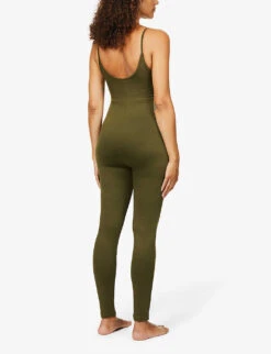 Maternity The Kate Sleeveless Stretch-woven Unitard 8 Maternity The Kate Sleeveless Stretch-woven Unitard -Ted Bakee Fashion Shop R03811961 OLIVE ALT03