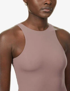 Fits Everybody High-neck Stretch-jersey Body 9 Fits Everybody High-neck Stretch-jersey Body -Ted Bakee Fashion Shop R03817169 UMBER ALT04