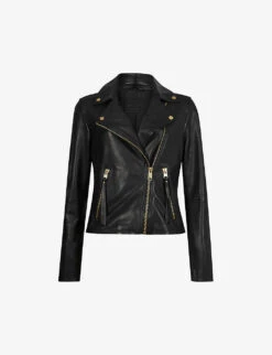 AllSaints Balfern Gold-tone Leather Biker Jacket