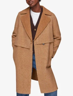 Whistles Yasmin Double-faced Wool-blend Coat 7 Whistles Yasmin Double-faced Wool-blend Coat -Ted Bakee Fashion Shop R03829292 TAN ALT02