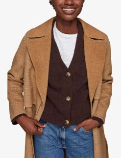 Whistles Yasmin Double-faced Wool-blend Coat 9 Whistles Yasmin Double-faced Wool-blend Coat -Ted Bakee Fashion Shop R03829292 TAN ALT04