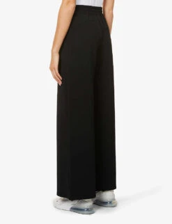 AirLuxe Wide-leg Mid-rise Stretch-jersey Trousers -Ted Bakee Fashion Shop R03829718 VERYBLACK ALT03