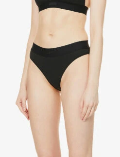 Ribbed High-rise Stretch-cotton Briefs 7 Ribbed High-rise Stretch-cotton Briefs -Ted Bakee Fashion Shop R03837858 SOOT ALT02