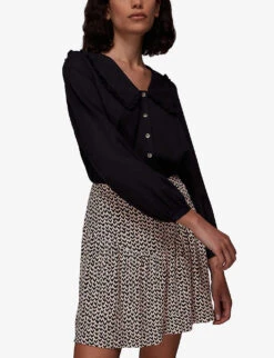 Whistles Heart-print High-rise Woven Mini Skirt 8 Whistles Heart-print High-rise Woven Mini Skirt -Ted Bakee Fashion Shop R03838091 MULTICOLOURED ALT02