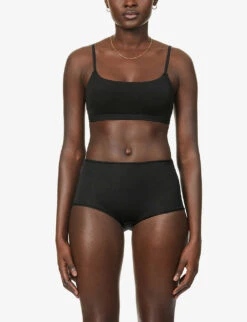 Scoop-neck Stretch-cotton Bralette -Ted Bakee Fashion Shop R03839334 SOOT ALT02