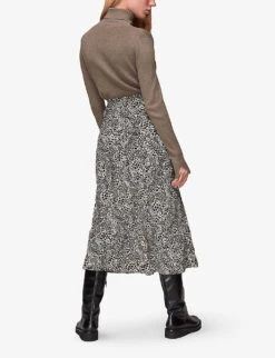 Whistles Animal-print Woven Midi Skirt -Ted Bakee Fashion Shop R03851427 MULTICOLOUR ALT03