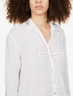 Seafolly Boheme Striped-pattern Cotton Cover-up -Ted Bakee Fashion Shop R03854739 WHITE ALT04