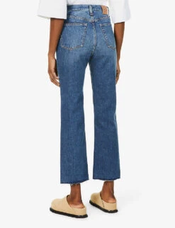 Toteme Raw-hem Straight-leg High-rise Organic-cotton Jeans -Ted Bakee Fashion Shop R03858006 MIDBLUE ALT03