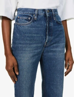 Toteme Raw-hem Straight-leg High-rise Organic-cotton Jeans -Ted Bakee Fashion Shop R03858006 MIDBLUE ALT04