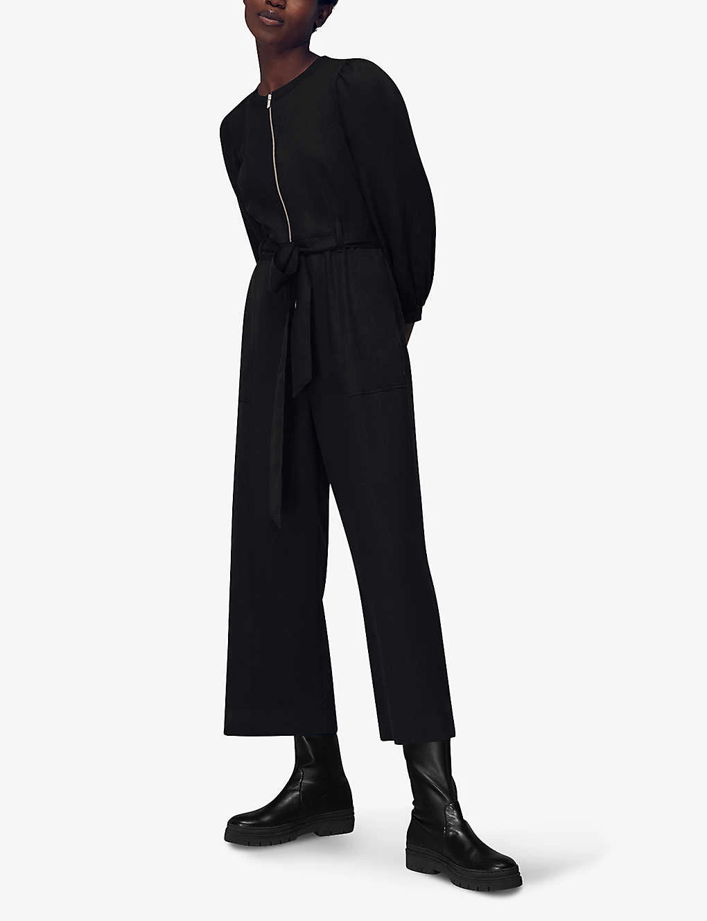 Whistles Estelle Puffed-sleeved Belted Woven Jumpsuit 2 Whistles Estelle Puffed-sleeved Belted Woven Jumpsuit - Image 2