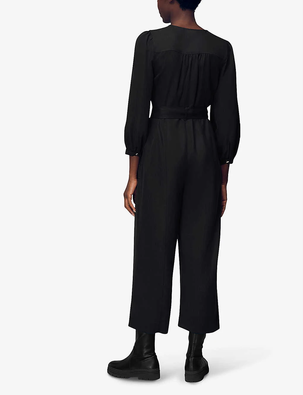 Whistles Estelle Puffed-sleeved Belted Woven Jumpsuit 4 Whistles Estelle Puffed-sleeved Belted Woven Jumpsuit - Image 4