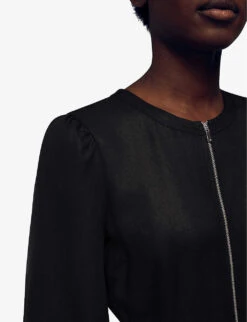 Whistles Estelle Puffed-sleeved Belted Woven Jumpsuit 9 Whistles Estelle Puffed-sleeved Belted Woven Jumpsuit -Ted Bakee Fashion Shop R03873964 BLACK ALT04