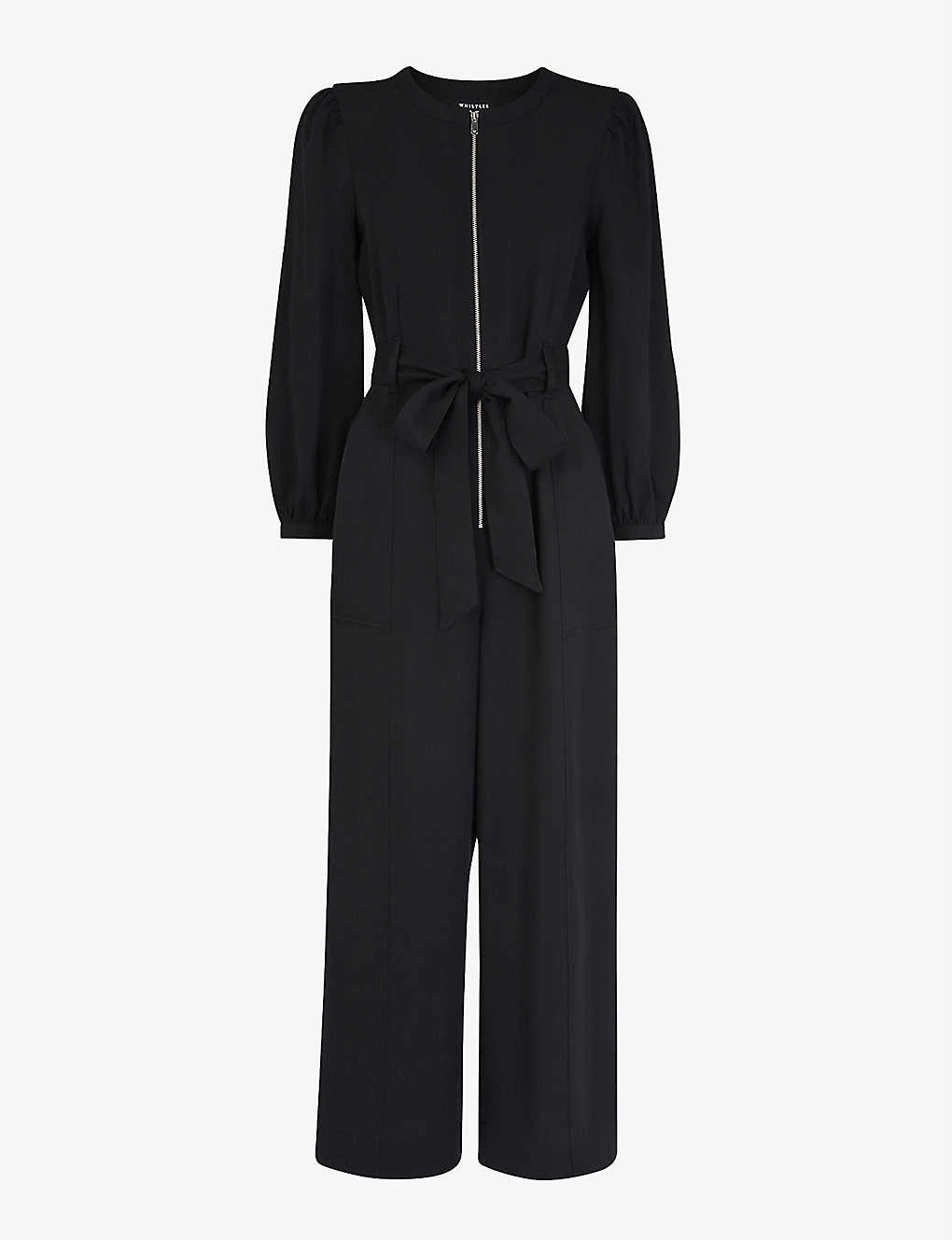 Whistles Estelle Puffed-sleeved Belted Woven Jumpsuit 1 Whistles Estelle Puffed-sleeved Belted Woven Jumpsuit