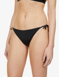 Calvin Klein Intense Power Logo-print High-rise Bikini Bottoms -Ted Bakee Fashion Shop R03874197 PVHBLACK ALT02