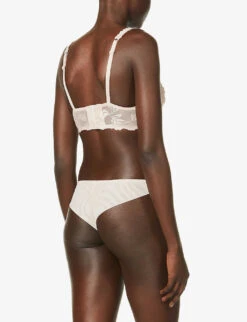 Aubade Softessence Floral-embroidered Stretch-mesh Spacer Bra -Ted Bakee Fashion Shop R03879250 GOLDENBEIGE ALT03