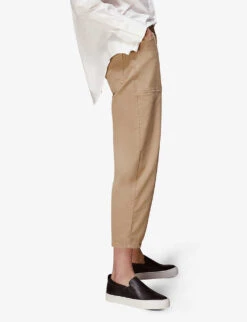 Whistles Tessa Cropped Mid-rise Cotton Trousers 6 Whistles Tessa Cropped Mid-rise Cotton Trousers -Ted Bakee Fashion Shop R03895252 TAN ALT02