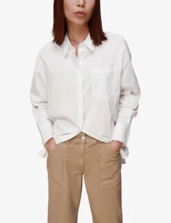 Whistles Tessa Cropped Mid-rise Cotton Trousers 7 Whistles Tessa Cropped Mid-rise Cotton Trousers -Ted Bakee Fashion Shop R03895252 TAN ALT03