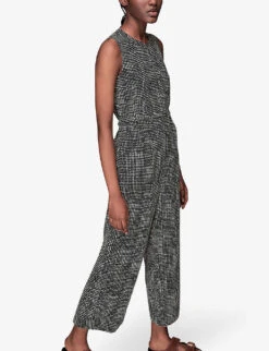 Whistles Josie Spot-print Check Woven Jumpsuit 8 Whistles Josie Spot-print Check Woven Jumpsuit -Ted Bakee Fashion Shop R03907588 BLACK ALT02