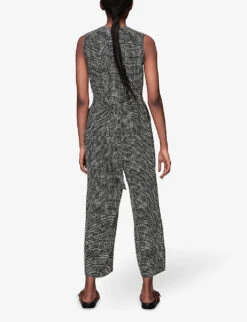Whistles Josie Spot-print Check Woven Jumpsuit 9 Whistles Josie Spot-print Check Woven Jumpsuit -Ted Bakee Fashion Shop R03907588 BLACK ALT03