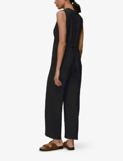 Whistles Josie Zip-front Woven Jumpsuit -Ted Bakee Fashion Shop R03912805 BLACK ALT02