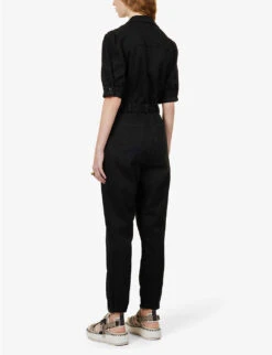 Paige Mayslie Stretch-cotton-blend Jumpsuit -Ted Bakee Fashion Shop R03913280 WASHEDBLACK ALT03