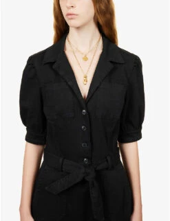 Paige Mayslie Stretch-cotton-blend Jumpsuit -Ted Bakee Fashion Shop R03913280 WASHEDBLACK ALT04