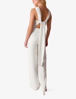Whistles Thelma Wide-leg Woven Wedding Jumpsuit 9 Whistles Thelma Wide-leg Woven Wedding Jumpsuit -Ted Bakee Fashion Shop R03920210 CREAM ALT03