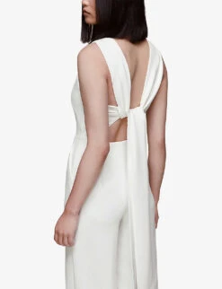 Whistles Thelma Wide-leg Woven Wedding Jumpsuit 11 Whistles Thelma Wide-leg Woven Wedding Jumpsuit -Ted Bakee Fashion Shop R03920210 CREAM ALT05