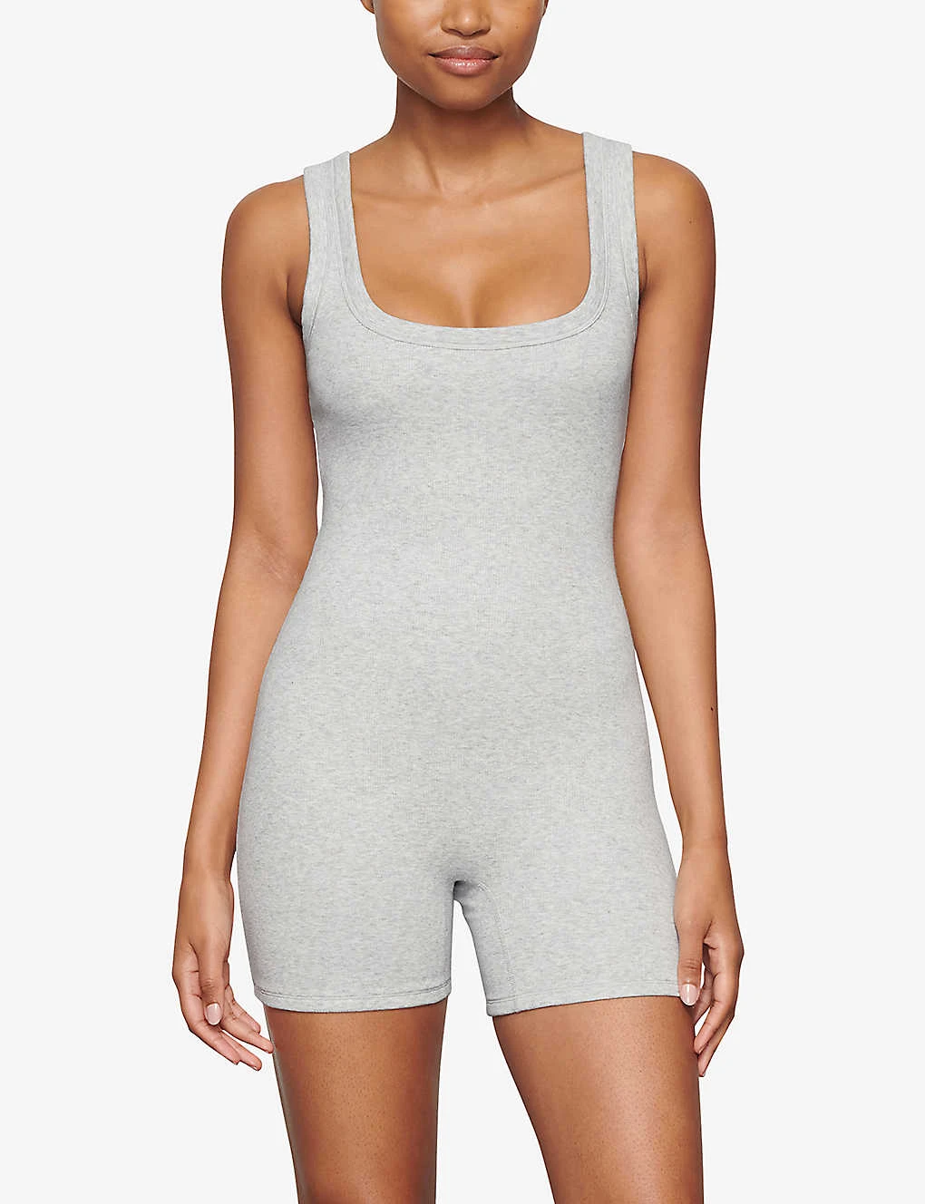 Slim-fit Ribbed Stretch-cotton Playsuit 2 Slim-fit Ribbed Stretch-cotton Playsuit - Image 2