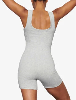 Slim-fit Ribbed Stretch-cotton Playsuit 8 Slim-fit Ribbed Stretch-cotton Playsuit -Ted Bakee Fashion Shop R03920629 LIGHTHEATHERGREY ALT03