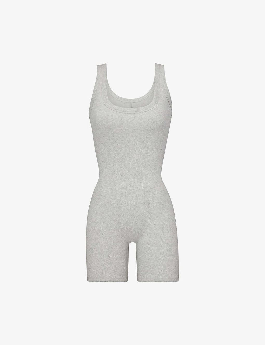 Slim-fit Ribbed Stretch-cotton Playsuit 1 Slim-fit Ribbed Stretch-cotton Playsuit