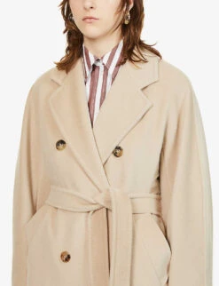Max Mara Madame Double-breasted Regular-fit Wool-blend Coat -Ted Bakee Fashion Shop R03924640 SAND ALT04