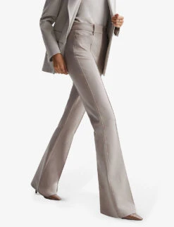 Reiss Dylan Flare-leg Stretch-woven Trousers -Ted Bakee Fashion Shop R03925837 NEUTRAL ALT02