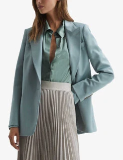 Reiss Hailey Point-collar Silk Shirt 9 Reiss Hailey Point-collar Silk Shirt -Ted Bakee Fashion Shop R03936913 SAGE ALT04