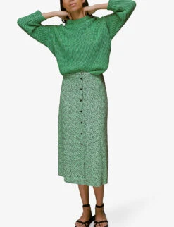 Whistles Ink Leopard-print Woven Midi Skirt 8 Whistles Ink Leopard-print Woven Midi Skirt -Ted Bakee Fashion Shop R03942768 MULTICOLOURED ALT02