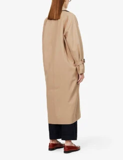 Toteme Signature Double-breasted Cotton-blend Trench Coat -Ted Bakee Fashion Shop R03946269 KHAKI ALT03