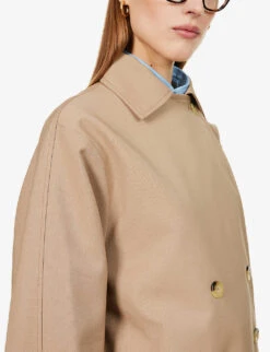 Toteme Signature Double-breasted Cotton-blend Trench Coat -Ted Bakee Fashion Shop R03946269 KHAKI ALT04