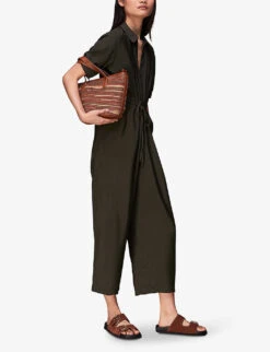 Whistles Jenny Relaxed Woven Jumpsuit 7 Whistles Jenny Relaxed Woven Jumpsuit -Ted Bakee Fashion Shop R03949765 KHAKIOLIVE ALT02