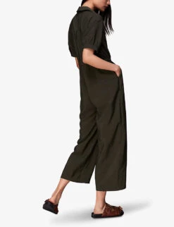 Whistles Jenny Relaxed Woven Jumpsuit 8 Whistles Jenny Relaxed Woven Jumpsuit -Ted Bakee Fashion Shop R03949765 KHAKIOLIVE ALT03