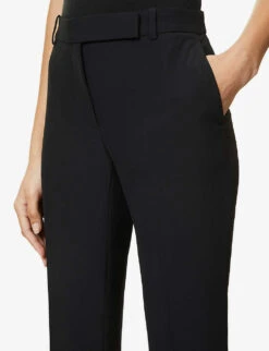 Alexander McQueen Pleated Regular-fit Flared Mid-rise Woven Trousers -Ted Bakee Fashion Shop R03951908 BLACK ALT04