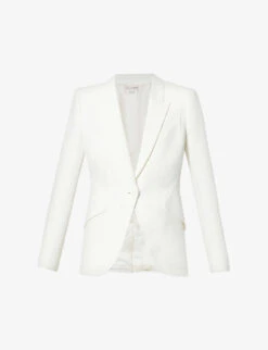 Alexander McQueen Leaf Crepe Padded-shoulder Woven Jacket