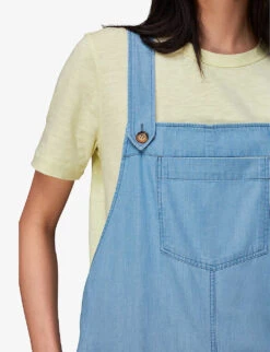 Whistles Rita Sleeveless Relaxed-fit Wide-leg Cotton-blend Dungarees -Ted Bakee Fashion Shop R03952633 ALT04