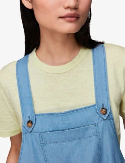 Whistles Rita Sleeveless Relaxed-fit Wide-leg Cotton-blend Dungarees -Ted Bakee Fashion Shop R03952633 ALT05