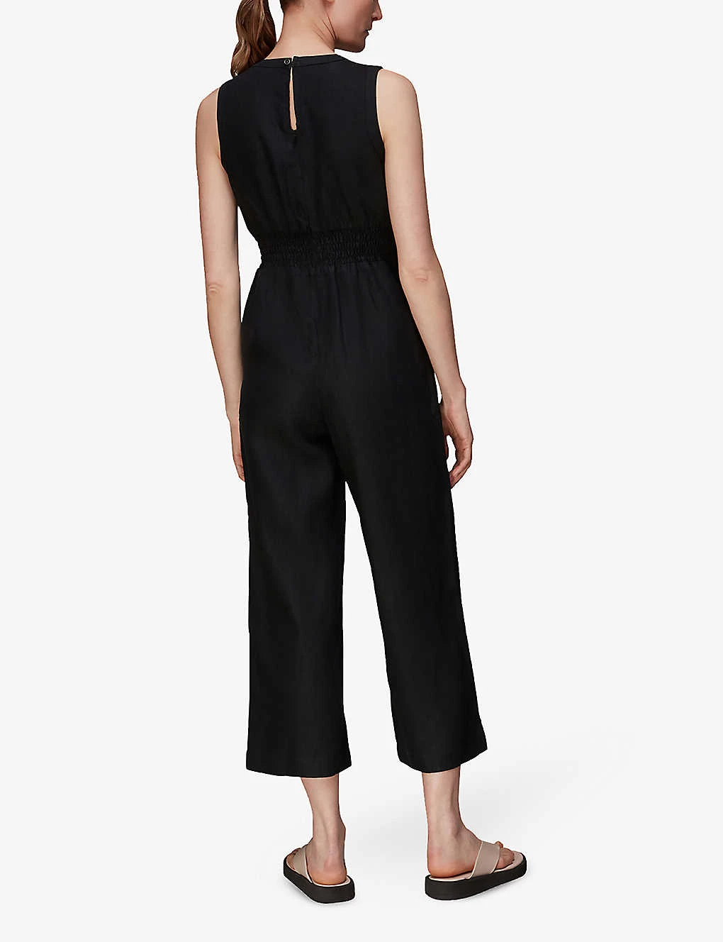 Whistles Melanie V-neck Linen Jumpsuit 2 Whistles Melanie V-neck Linen Jumpsuit - Image 2