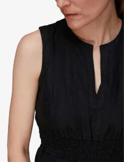 Whistles Melanie V-neck Linen Jumpsuit 13 Whistles Melanie V-neck Linen Jumpsuit -Ted Bakee Fashion Shop R03952635 BLACK ALT06