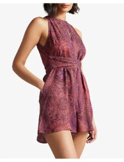 Ted Baker Odesia Graphic-print Woven Playsuit -Ted Bakee Fashion Shop R03952659 DKRED ALT02