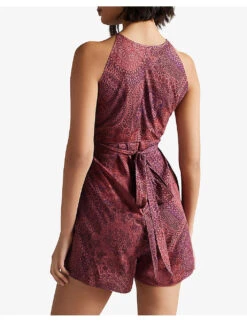 Ted Baker Odesia Graphic-print Woven Playsuit -Ted Bakee Fashion Shop R03952659 DKRED ALT03