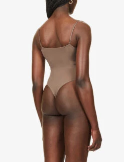 Fits Everybody Scoop-neck Stretch-jersey Body -Ted Bakee Fashion Shop R03958589 UMBER ALT03