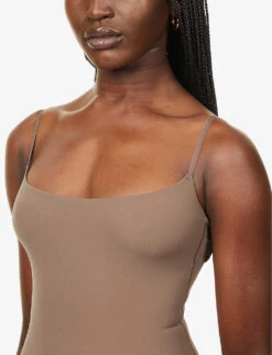 Fits Everybody Scoop-neck Stretch-jersey Body -Ted Bakee Fashion Shop R03958589 UMBER ALT04