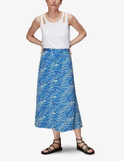 Whistles Seafoam Buttoned Woven Midi Skirt 7 Whistles Seafoam Buttoned Woven Midi Skirt -Ted Bakee Fashion Shop R03962348 MULTICOLOURED ALT02